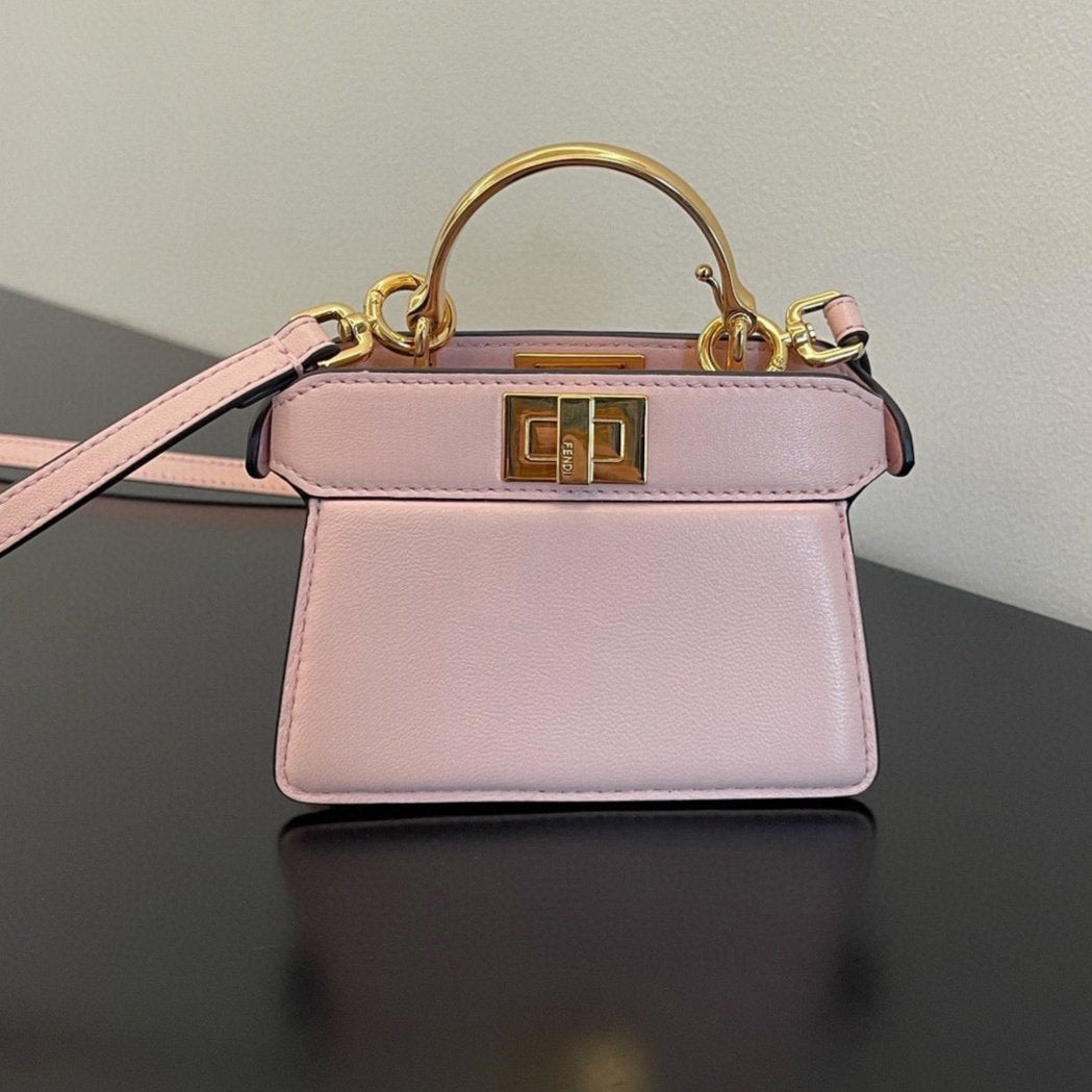 FENDI PEEKABOO ISEEU MICRO 12 BAG IN LIGHT PINK CALFSKIN WITH GOLD HARDWARE mysite