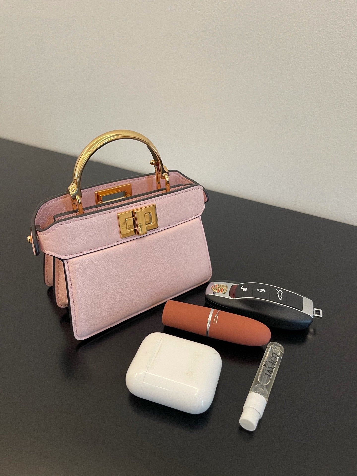 FENDI PEEKABOO ISEEU MICRO 12 BAG IN LIGHT PINK CALFSKIN WITH GOLD HARDWARE mysite