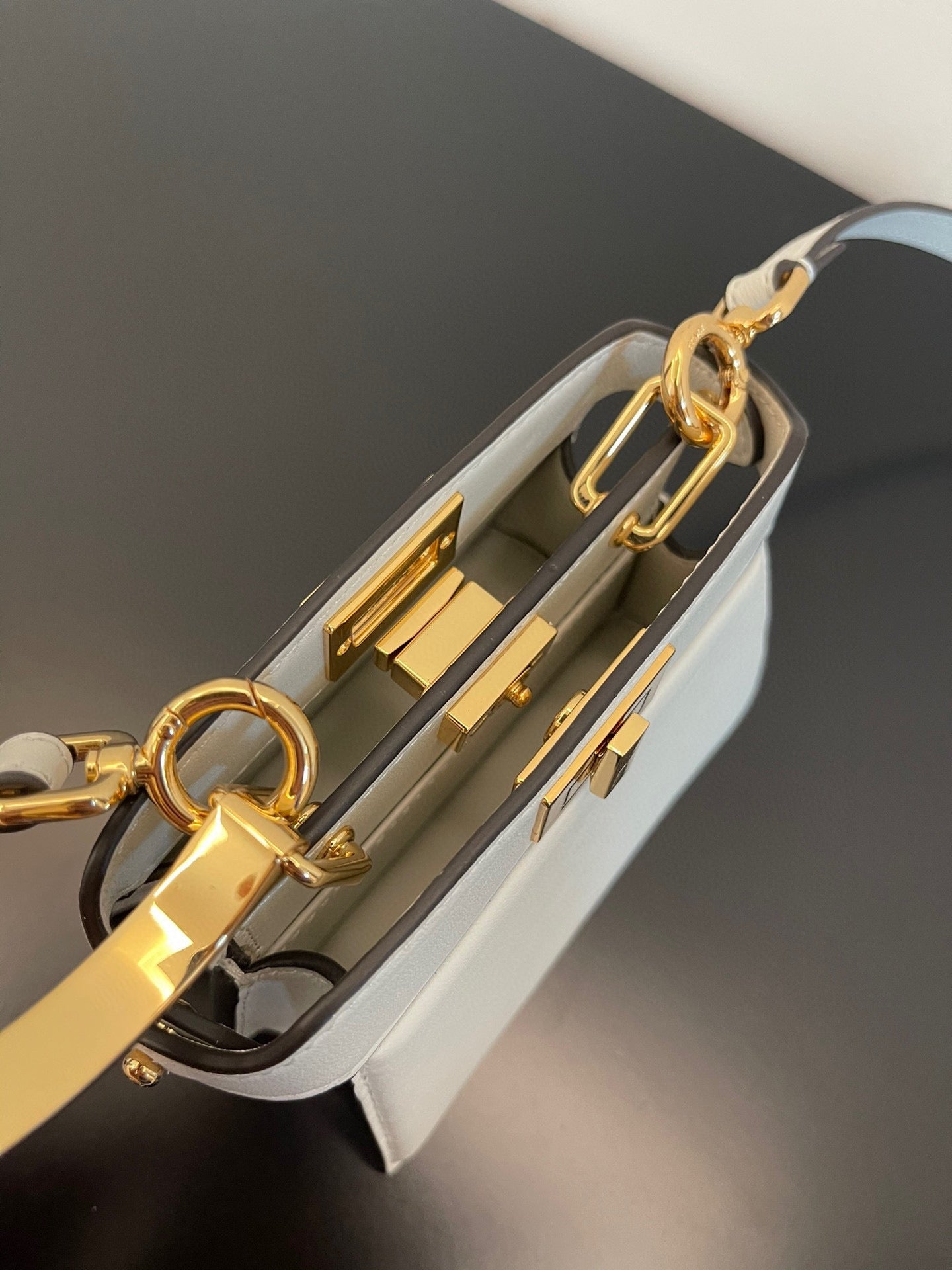 FENDI PEEKABOO ISEEU MICRO 12 BAG IN WHITE CALFSKIN WITH GOLD HARDWARE mysite