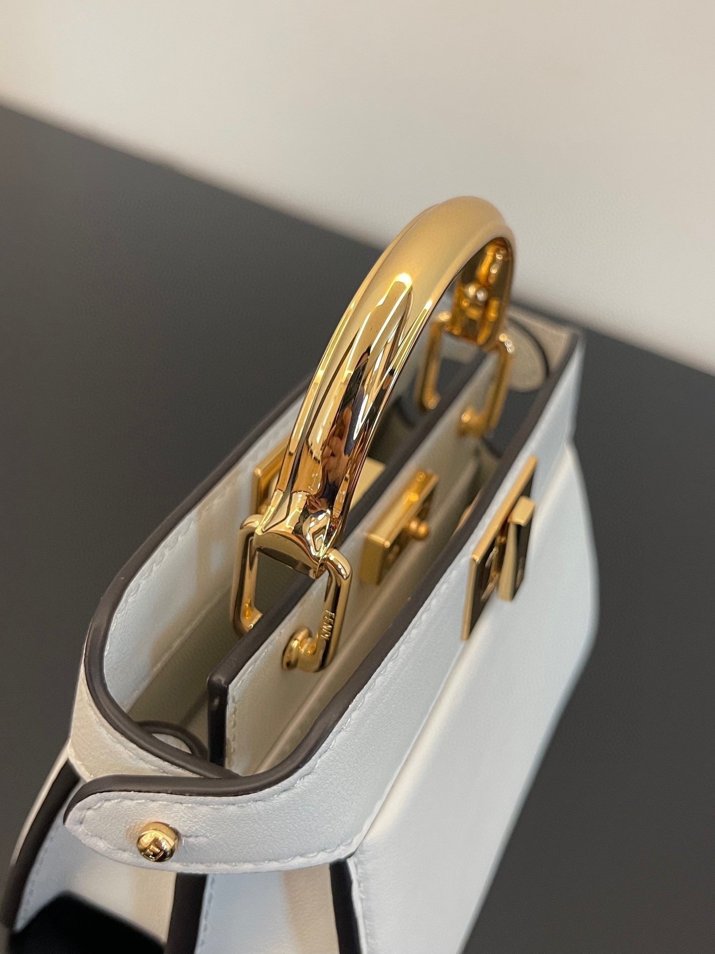 FENDI PEEKABOO ISEEU MICRO 12 BAG IN WHITE CALFSKIN WITH GOLD HARDWARE mysite