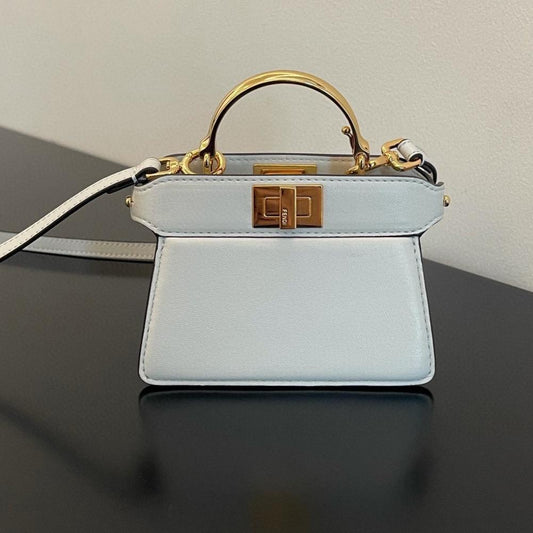 FENDI PEEKABOO ISEEU MICRO 12 BAG IN WHITE CALFSKIN WITH GOLD HARDWARE mysite