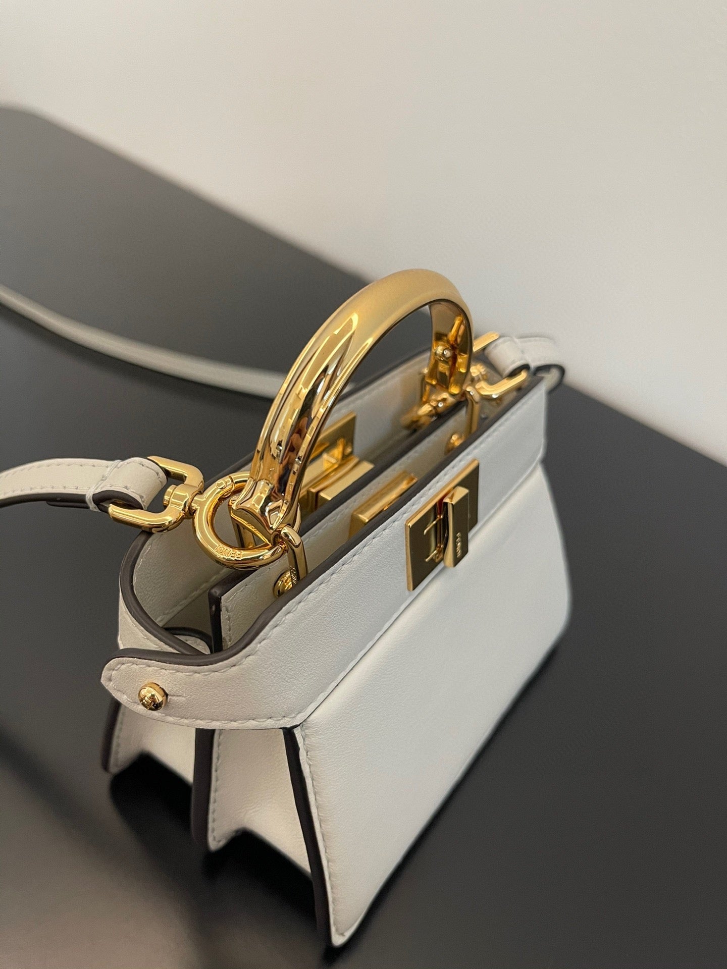 FENDI PEEKABOO ISEEU MICRO 12 BAG IN WHITE CALFSKIN WITH GOLD HARDWARE mysite