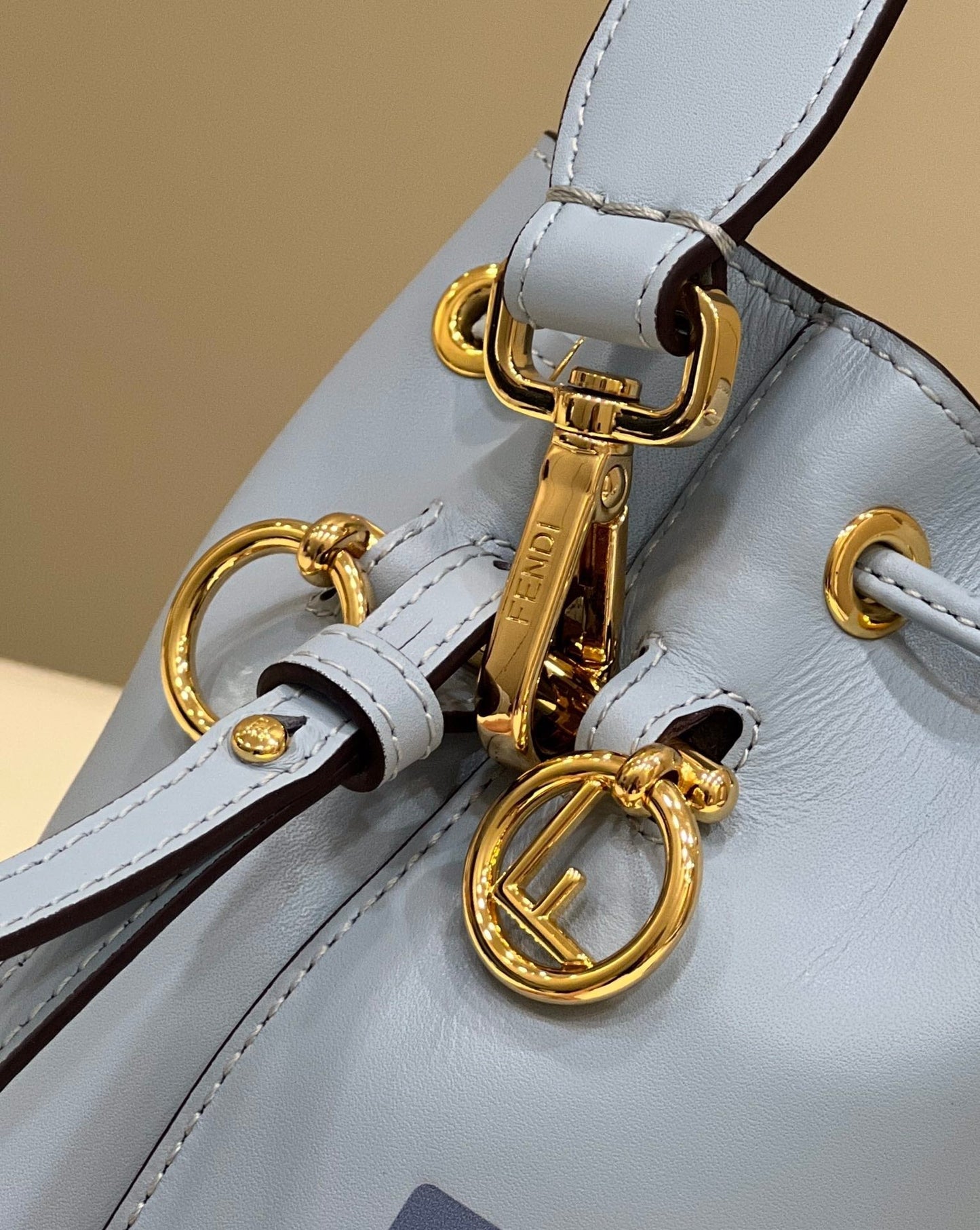 MON TRESOR MINI 18 BAG IN LIGHT BLUE CALFSKIN FF WITH GOLD HARDWARE mysite