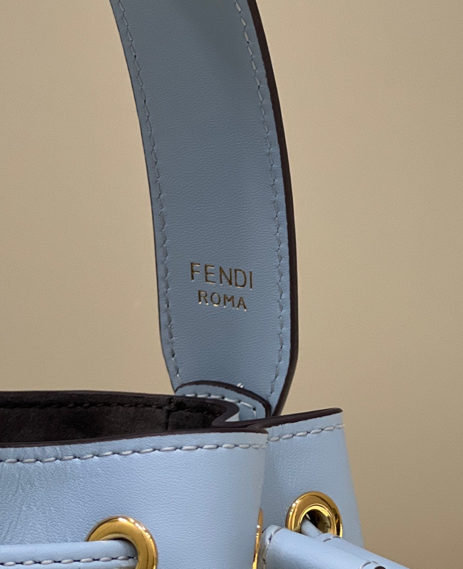 MON TRESOR MINI 18 BAG IN LIGHT BLUE CALFSKIN FF WITH GOLD HARDWARE mysite