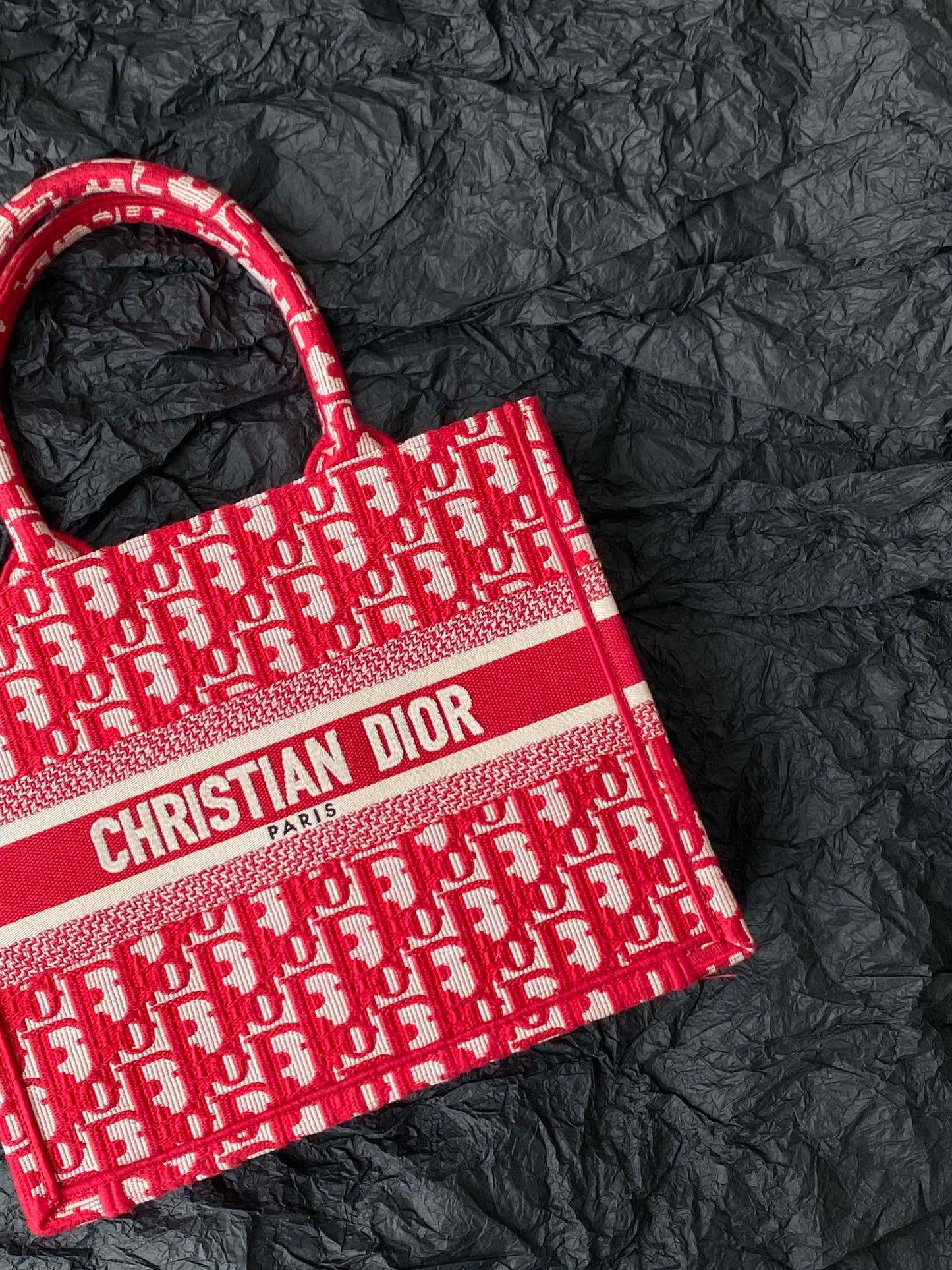 Small CD Book Tote 26.5cm Red Retro Style D Letter Embroidery mysite