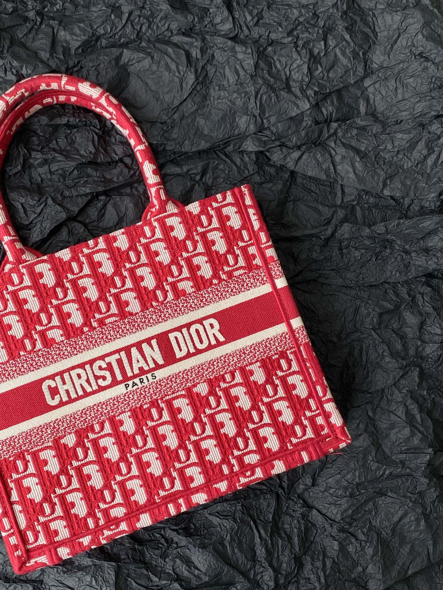 Small CD Book Tote 26.5cm Red Retro Style D Letter Embroidery mysite