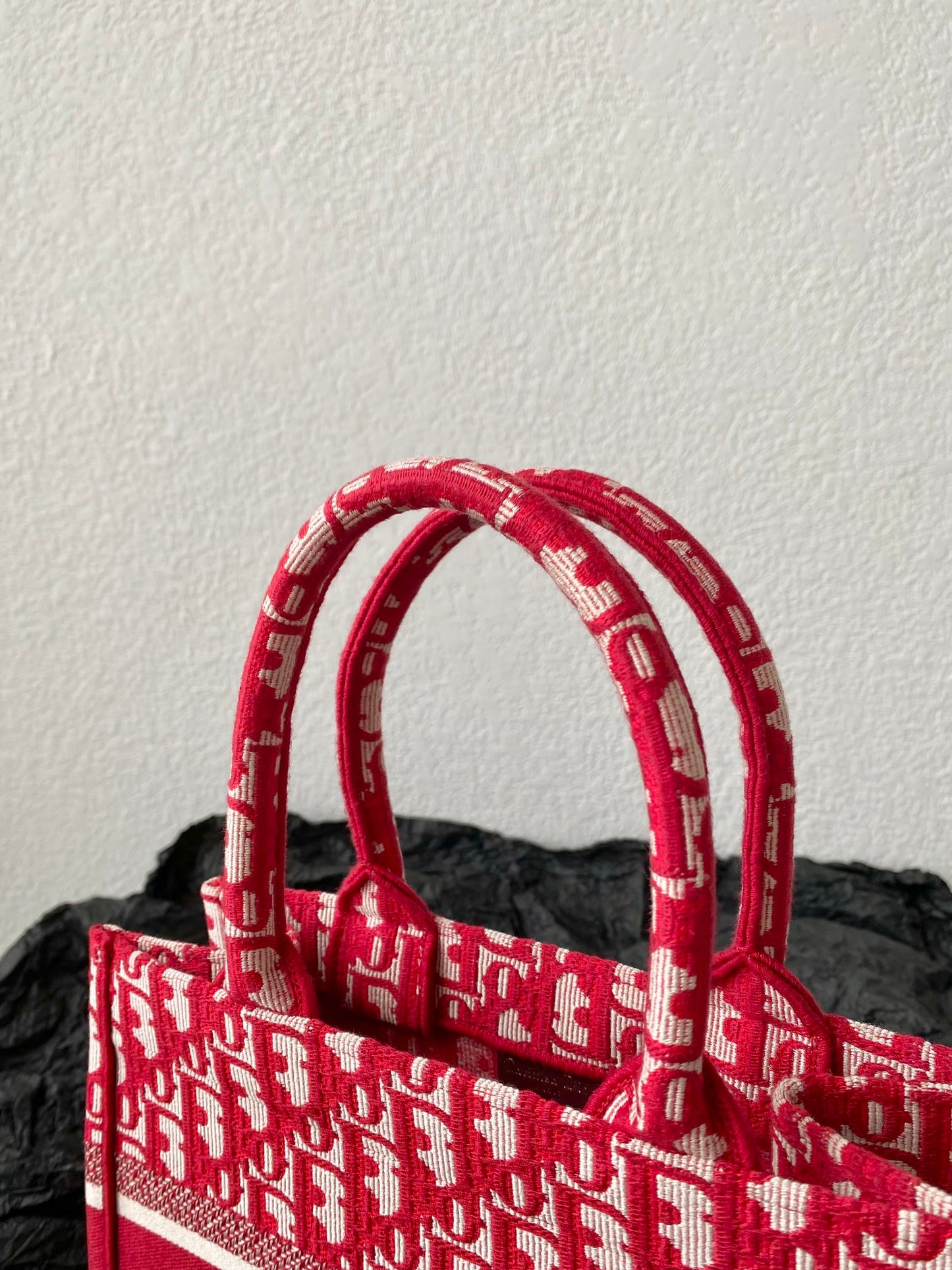 Small CD Book Tote 26.5cm Red Retro Style D Letter Embroidery mysite