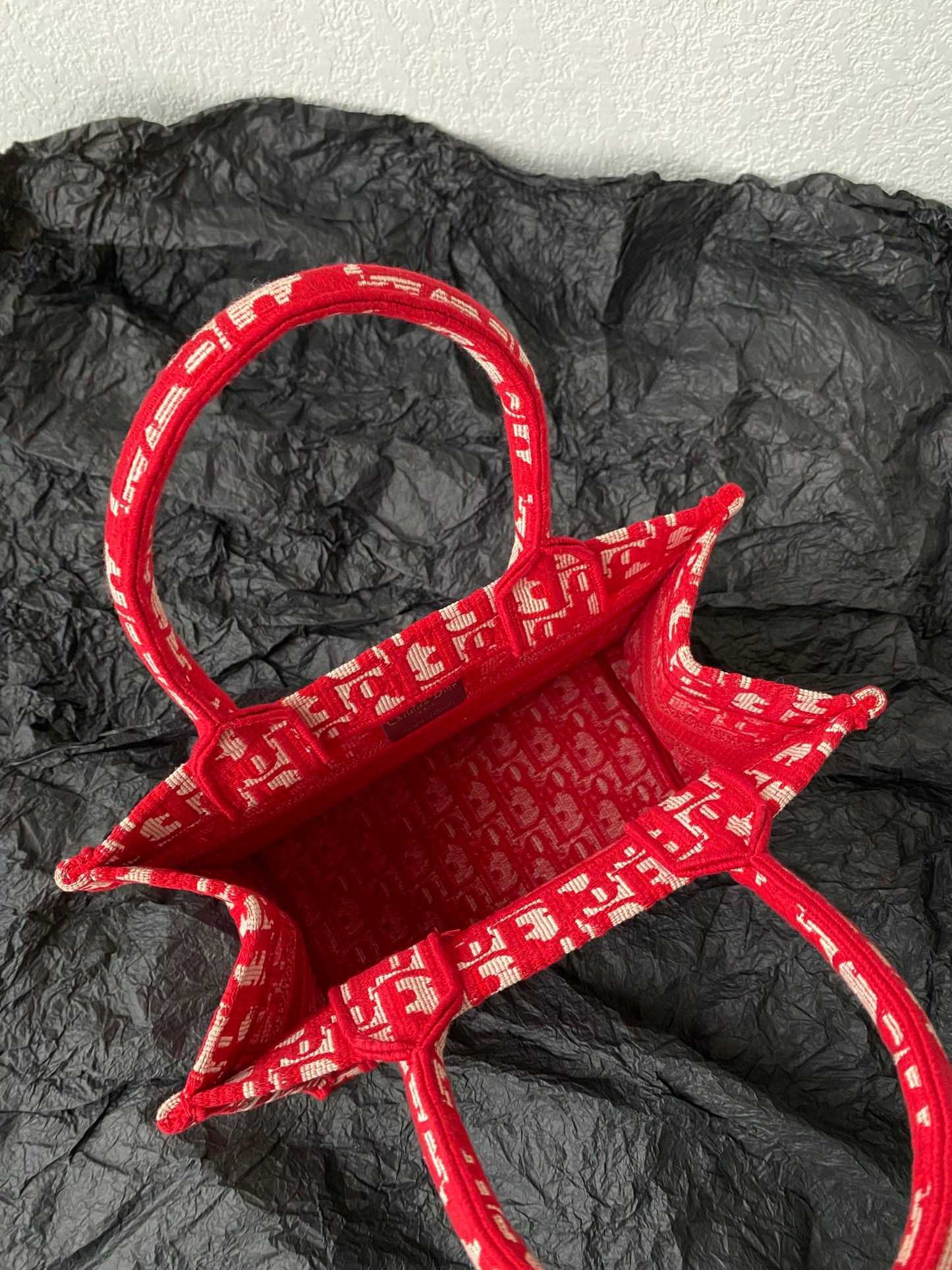 Small CD Book Tote 26.5cm Red Retro Style D Letter Embroidery mysite