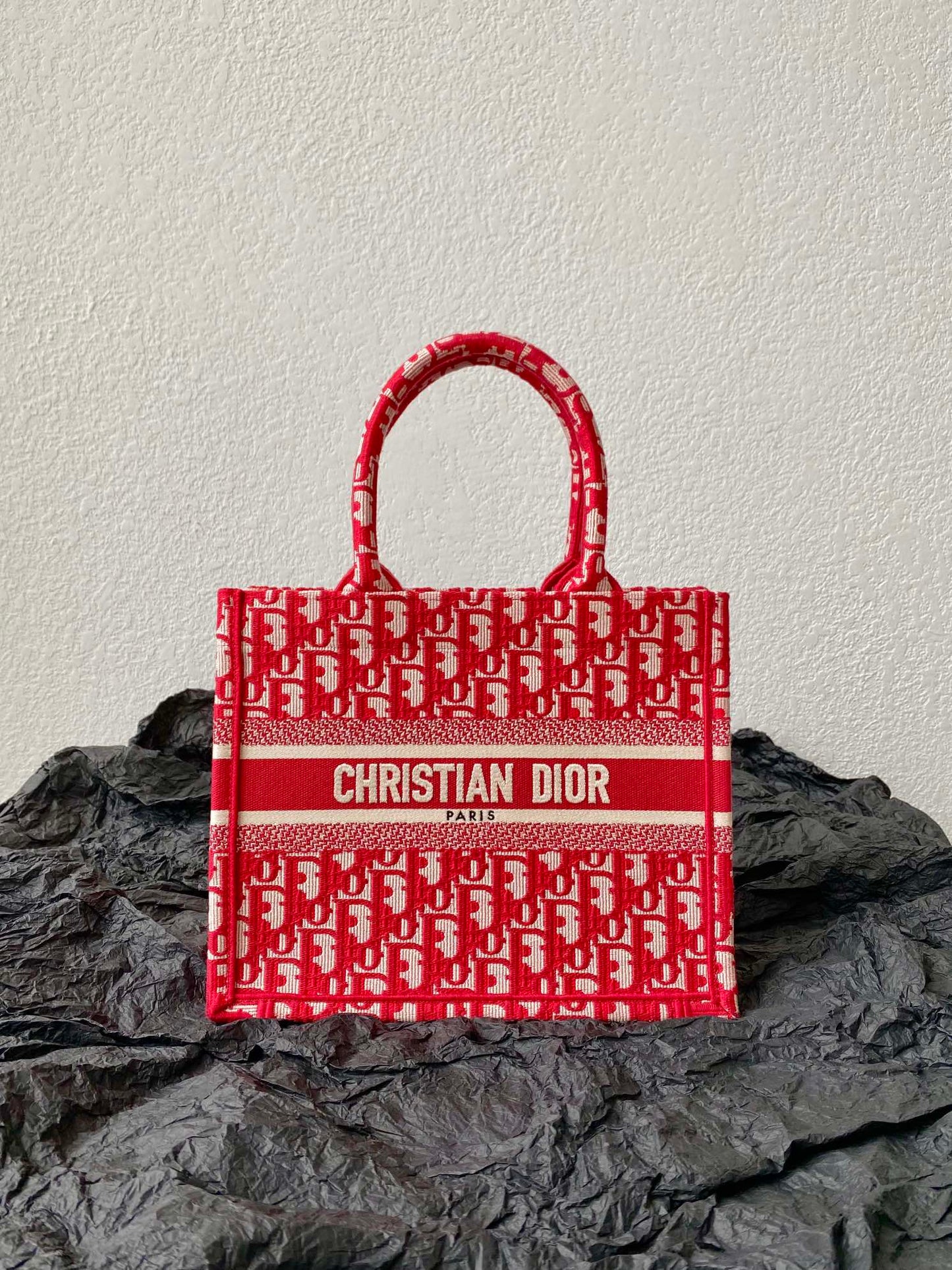 Small CD Book Tote 26.5cm Red Retro Style D Letter Embroidery mysite