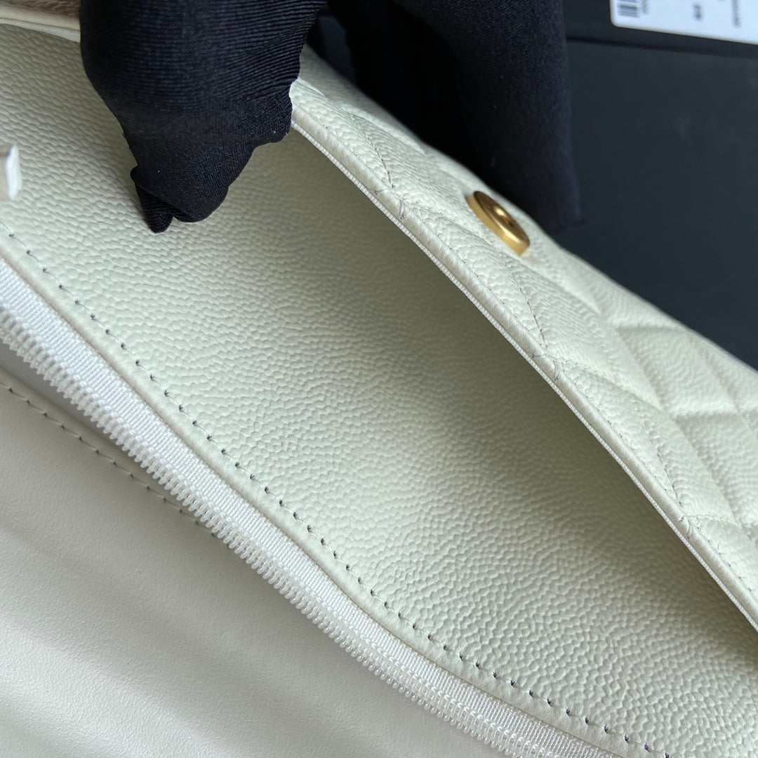 CC Woc 20cm Top Handle White Grained Calfskin Gold Hardware mysite