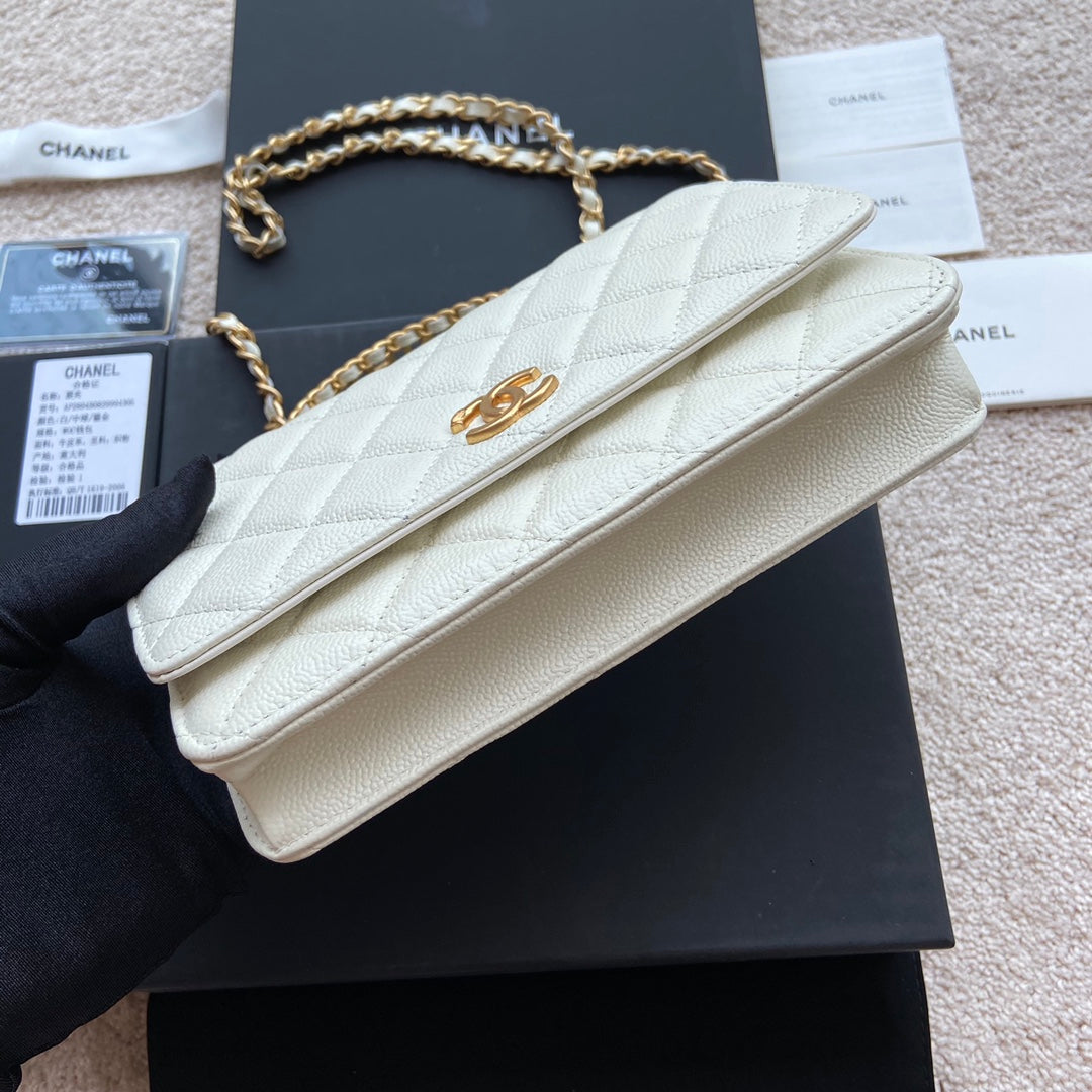 CC Woc 20cm Top Handle White Grained Calfskin Gold Hardware mysite