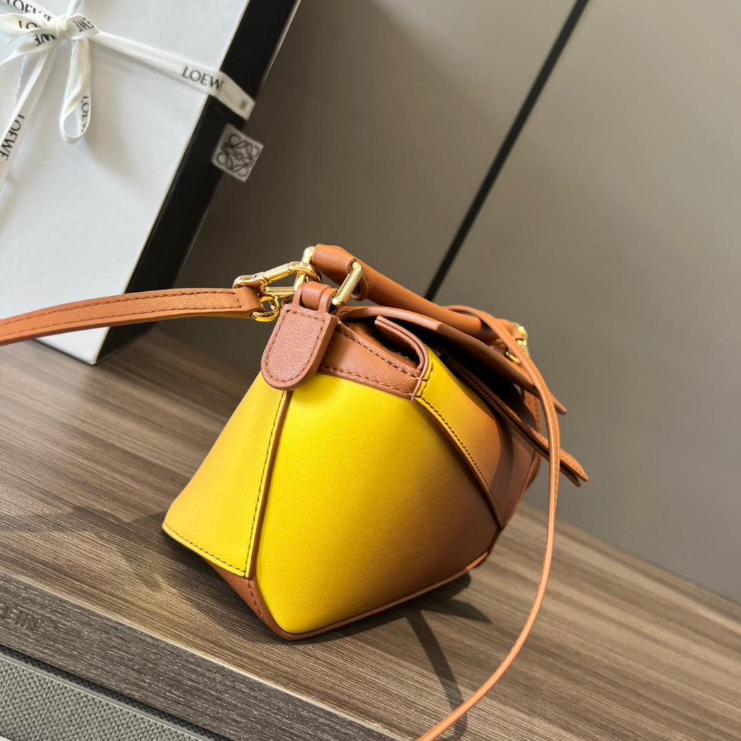 Mini Puzzle bag in soft grained 18cm Yellow and Tan Calfskin mysite