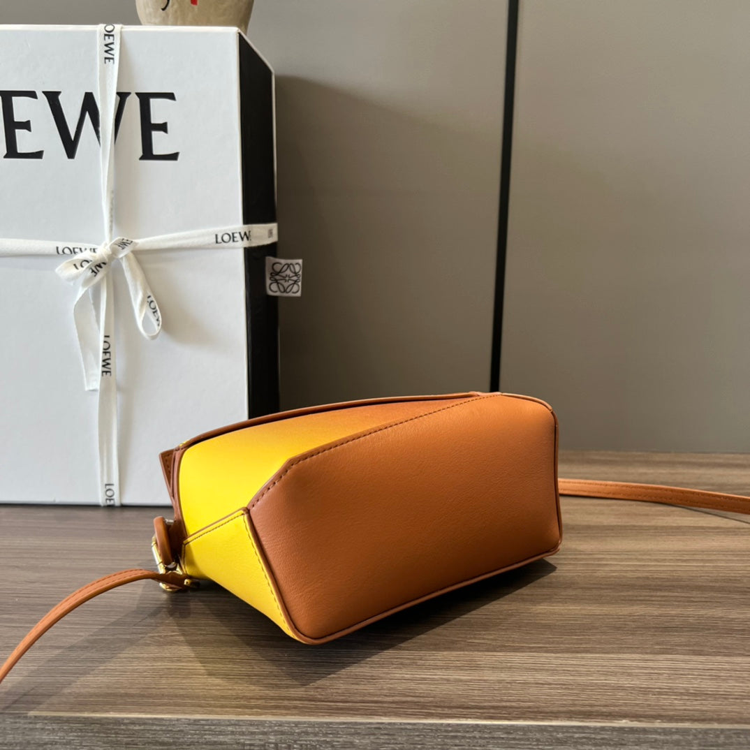 Mini Puzzle bag in soft grained 18cm Yellow and Tan Calfskin mysite