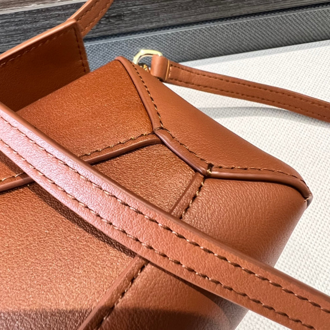 Mini Puzzle bag in soft grained 18cm Yellow and Tan Calfskin mysite