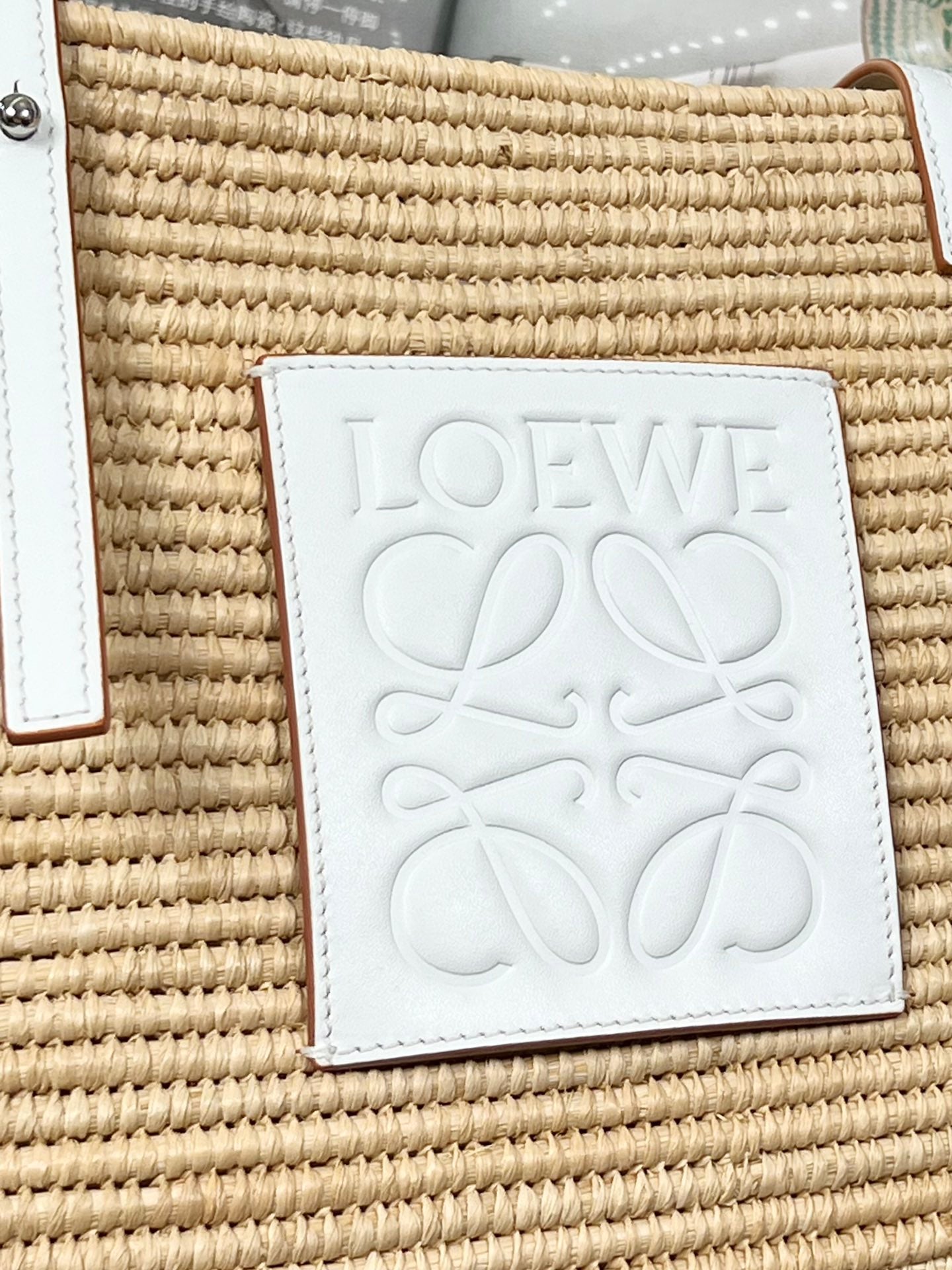 SMALL SQUARE  28 BASKET BAG IN RAFFIA AND WHITE CALFSKIN mysite