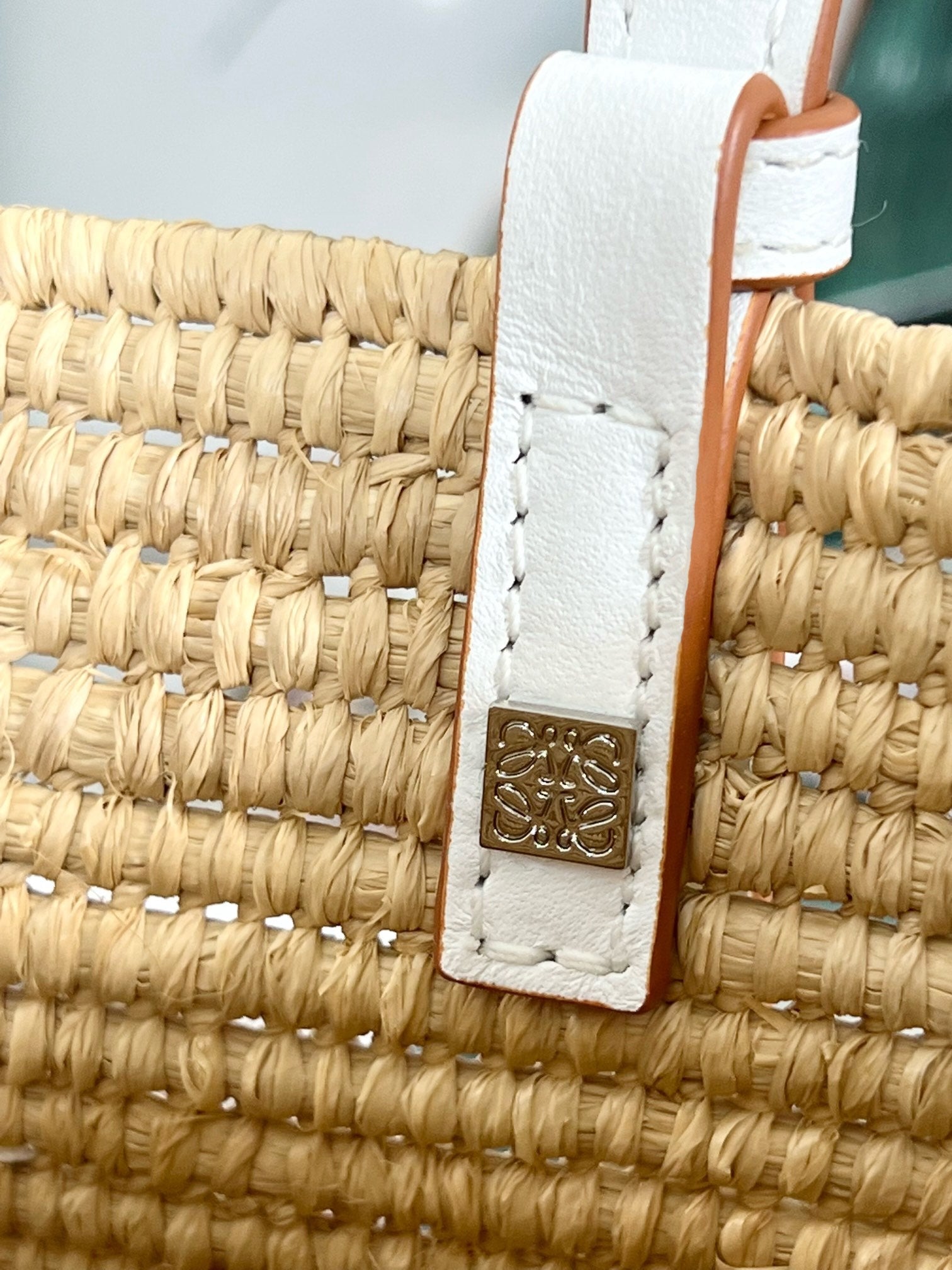 SMALL SQUARE  28 BASKET BAG IN RAFFIA AND WHITE CALFSKIN mysite