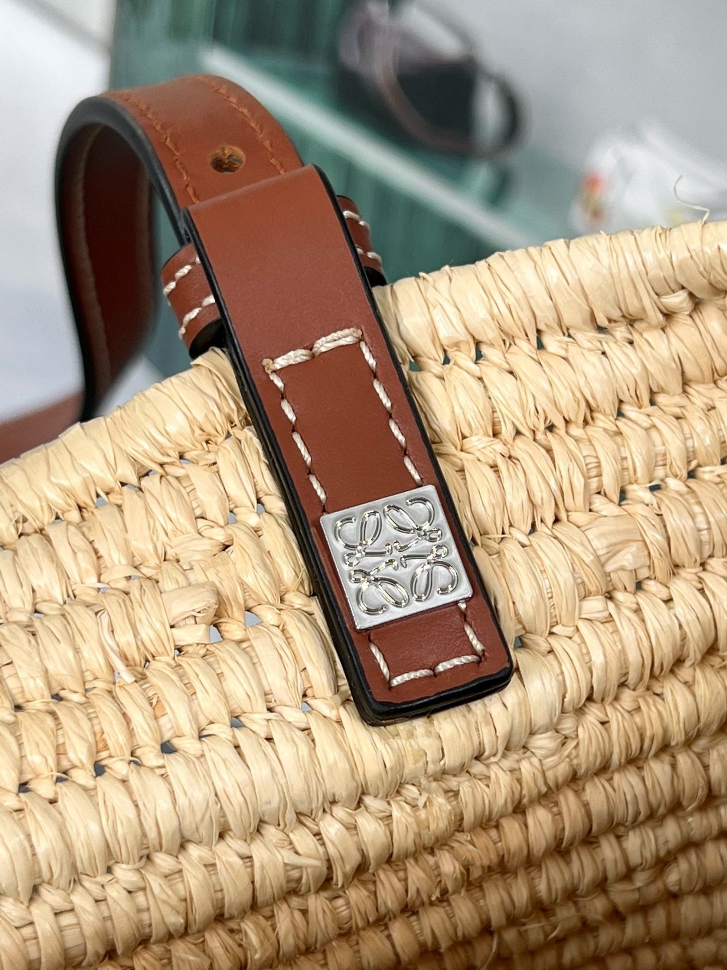 SMALL SQUARE  28 BASKET BAG IN RAFFIA AND CALFSKIN mysite