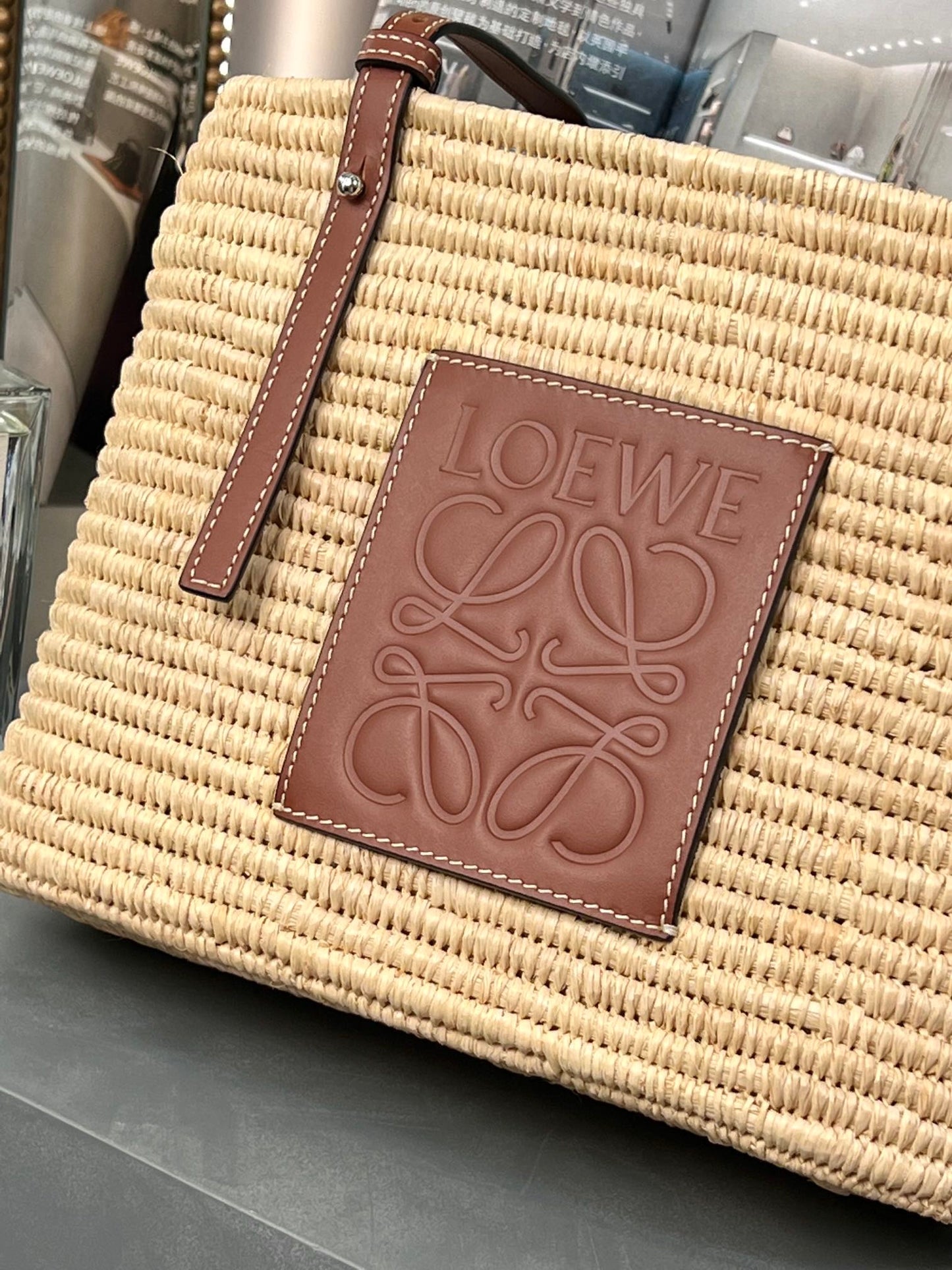 SMALL SQUARE  28 BASKET BAG IN RAFFIA AND CALFSKIN mysite