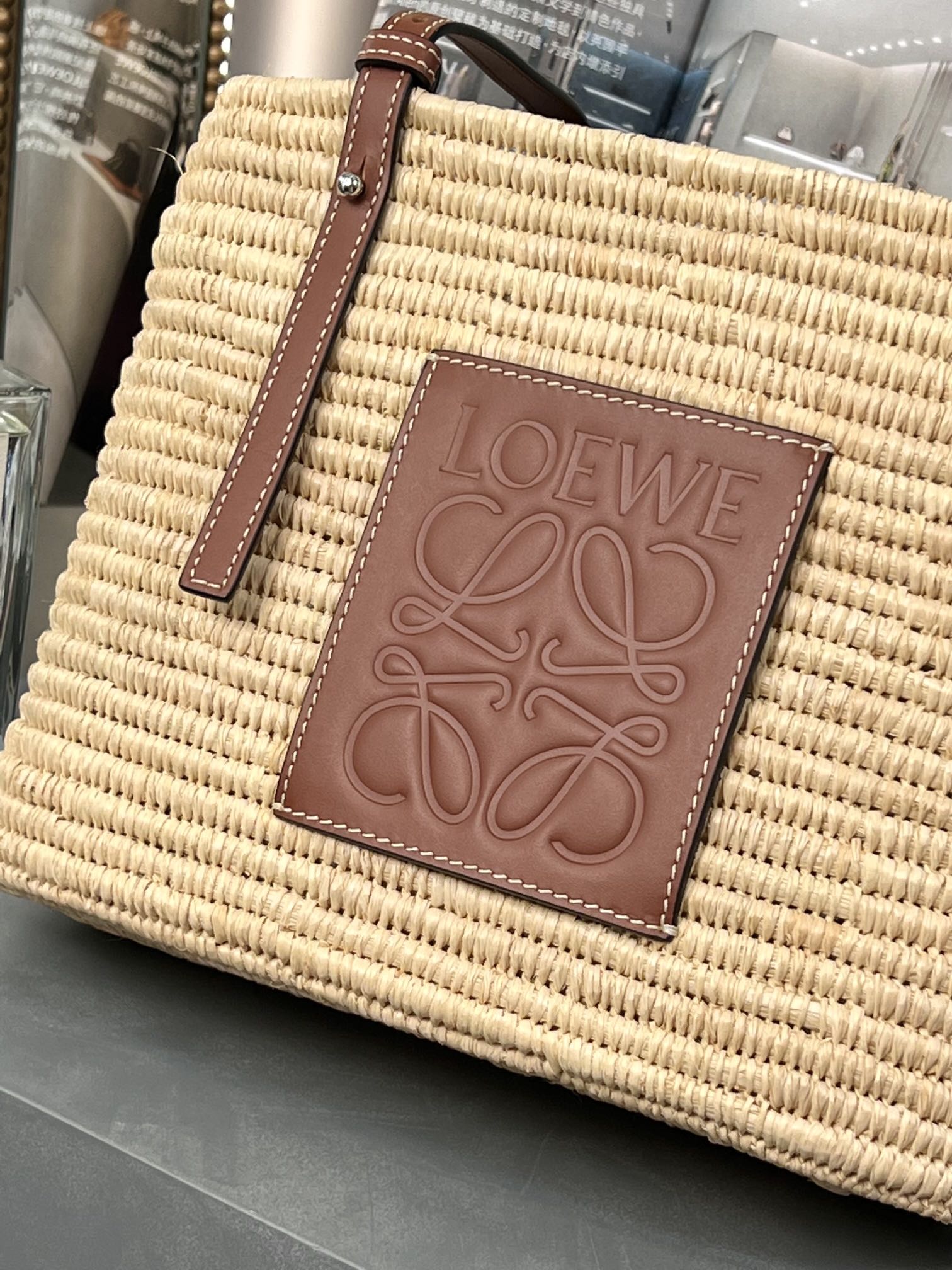 SMALL SQUARE  28 BASKET BAG IN RAFFIA AND CALFSKIN mysite