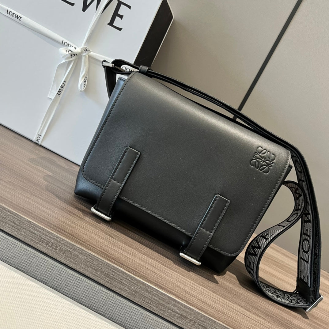 Loewe XS Military Messenger Bag 24.5 Black Cowhide mysite