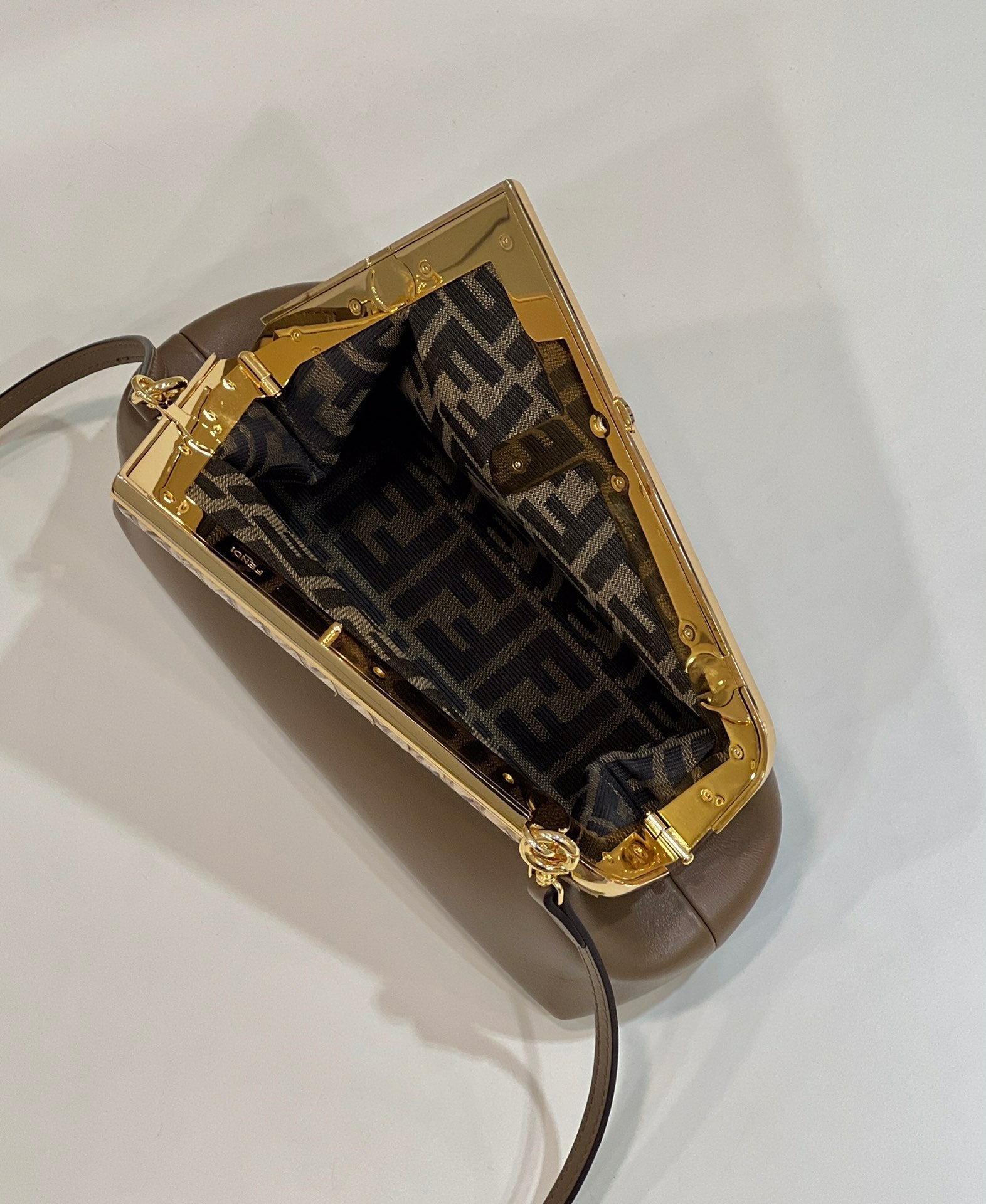 FENDI FIRST SMALL 26 COFFEE BROWN LEATHER BAG WITH EXOTIC DETAILS mysite