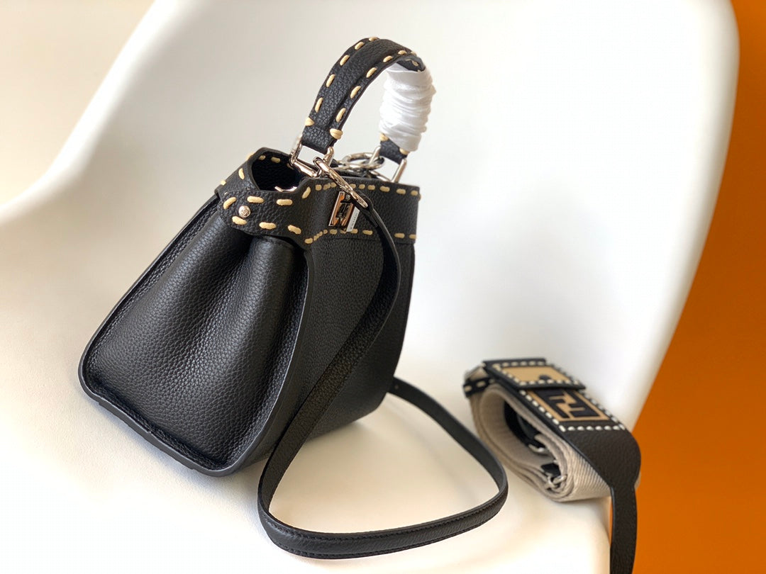 Peekaboo Mini Selleria Bag 23cm black leather shw with 220 hand-sewn stitches mysite