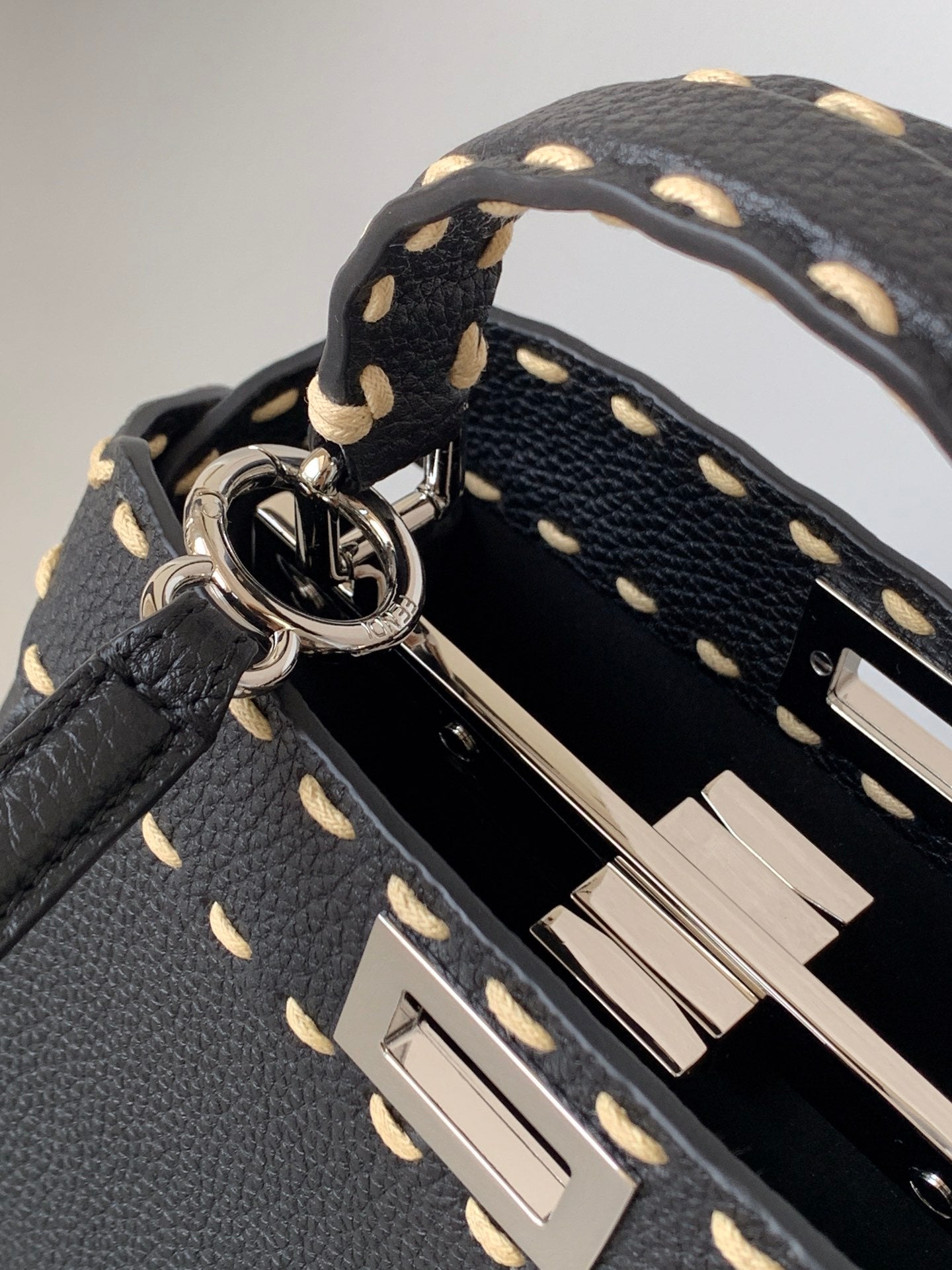 Peekaboo Mini Selleria Bag 23cm black leather shw with 220 hand-sewn stitches mysite