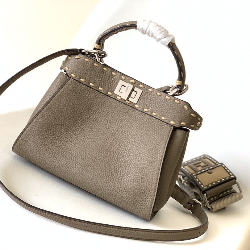 Peekaboo Mini Selleria Bag 23cm brown leather shw with 220 hand-sewn stitches mysite