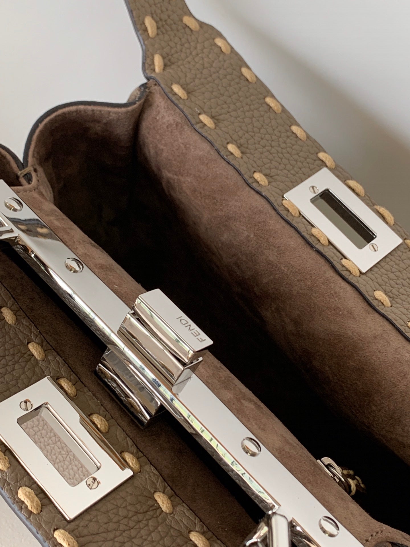 Peekaboo Mini Selleria Bag 23cm brown leather shw with 220 hand-sewn stitches mysite