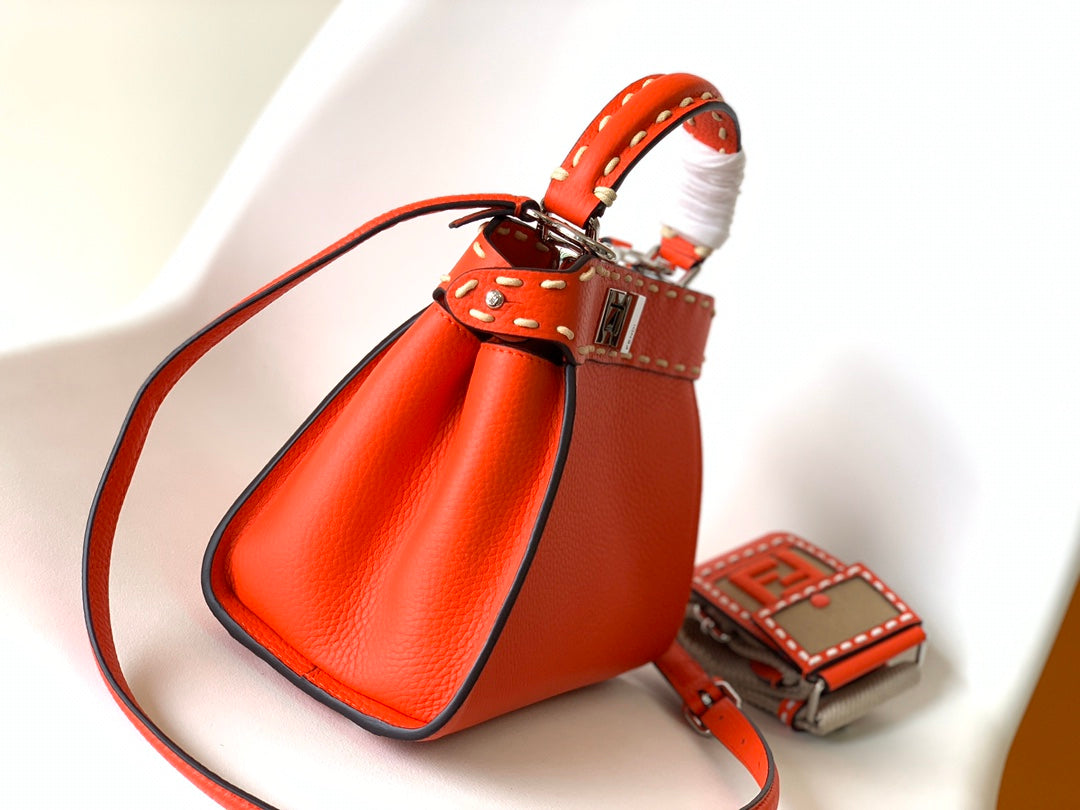 Peekaboo Mini Selleria Bag 23cm red leather shw with 220 hand-sewn stitches mysite