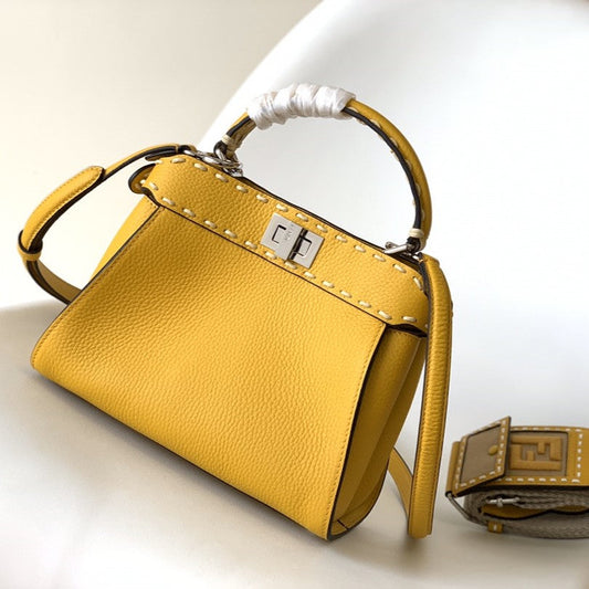 Peekaboo Mini Selleria Bag 23cm yellow leather shw with 220 hand-sewn stitches mysite