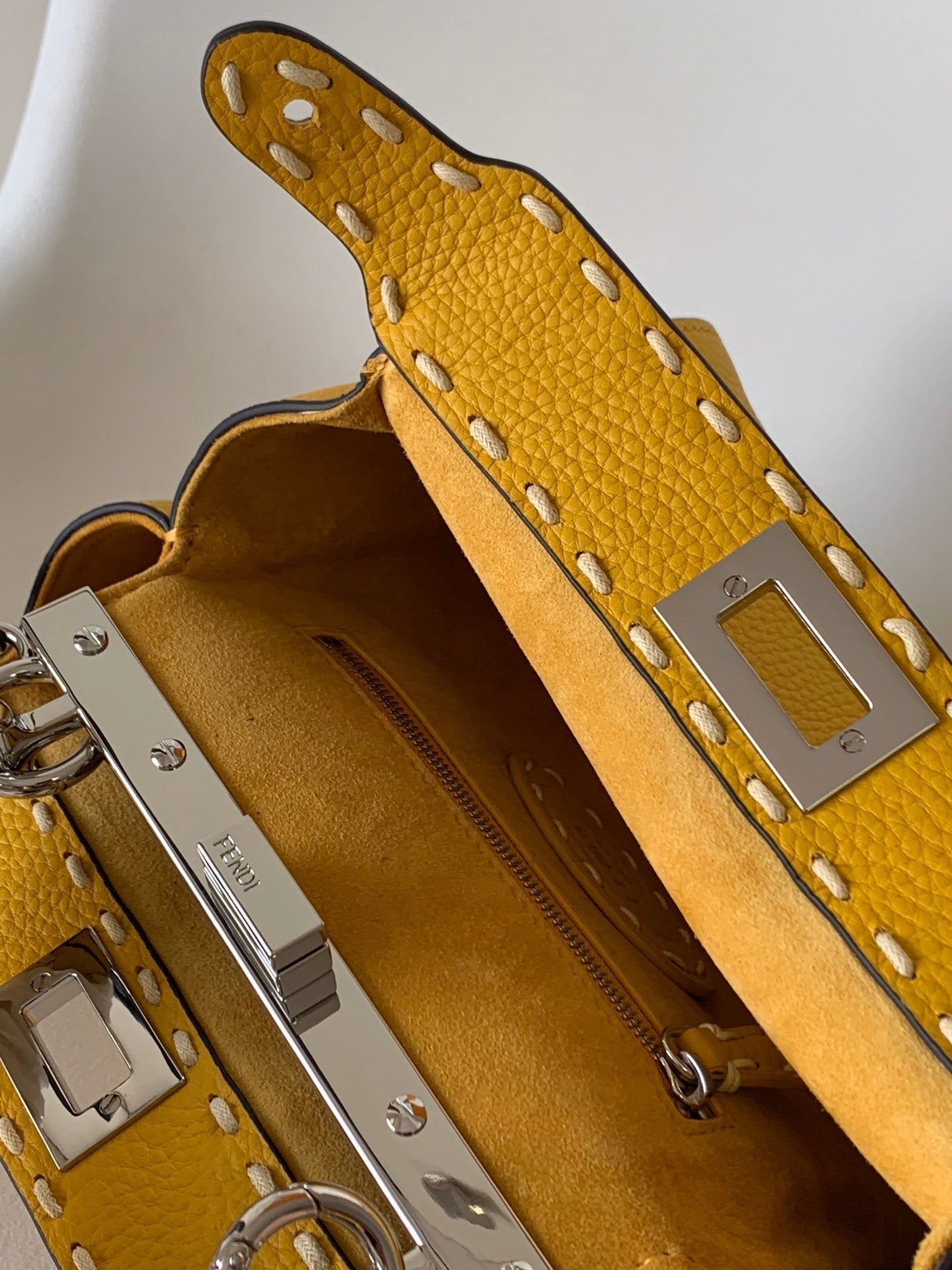 Peekaboo Mini Selleria Bag 23cm yellow leather shw with 220 hand-sewn stitches mysite