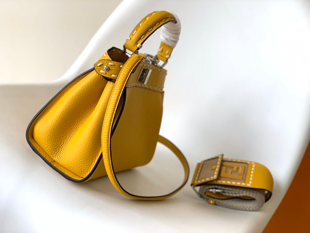 Peekaboo Mini Selleria Bag 23cm yellow leather shw with 220 hand-sewn stitches mysite