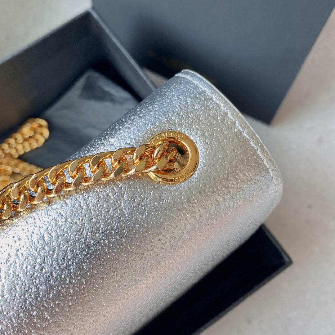 kate medium 24cm silver metalic calfskin gold hardware mysite