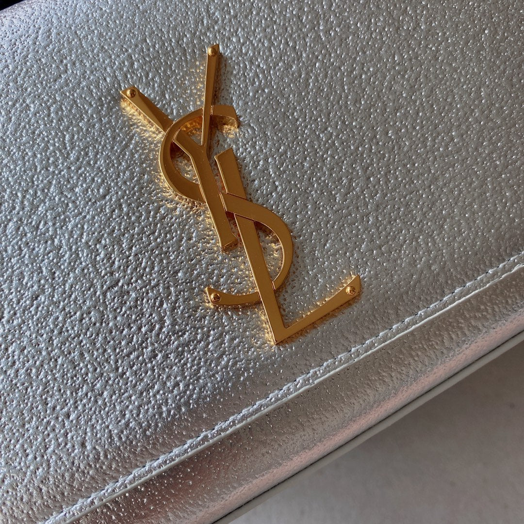 kate medium 24cm silver metalic calfskin gold hardware mysite