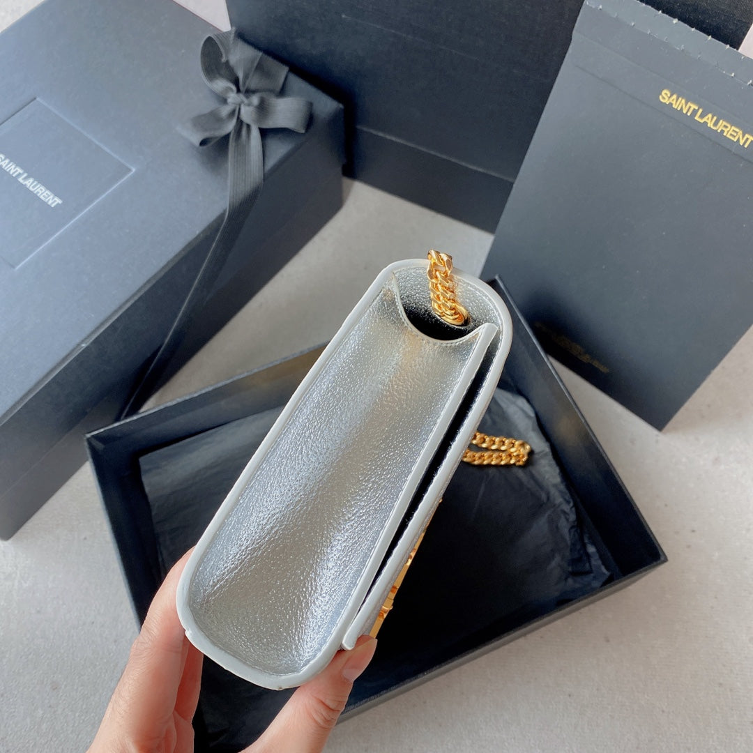 kate medium 24cm silver metalic calfskin gold hardware mysite