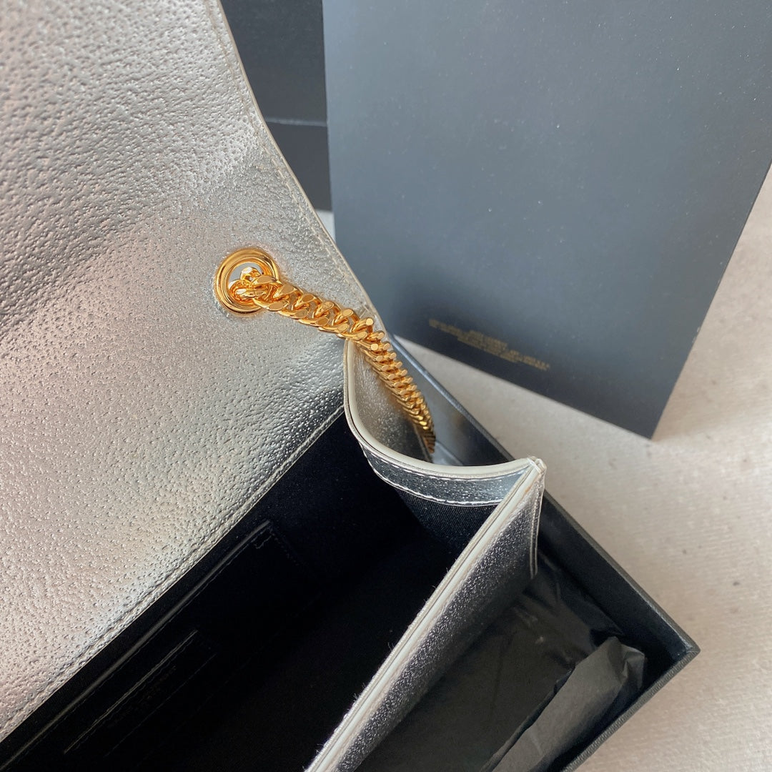 kate medium 24cm silver metalic calfskin gold hardware mysite