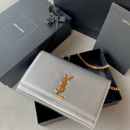 kate medium 24cm silver metalic calfskin gold hardware mysite