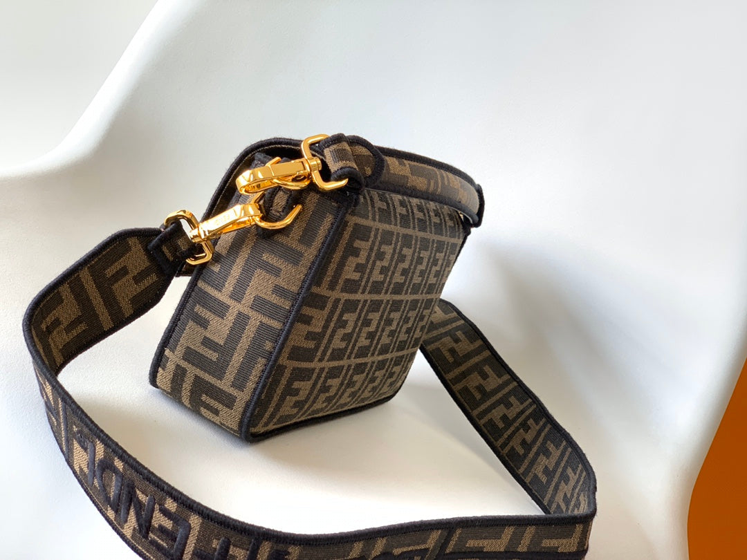 Fend Baguette 27 Brown FF Jacquard Fabric Bag Ghw mysite