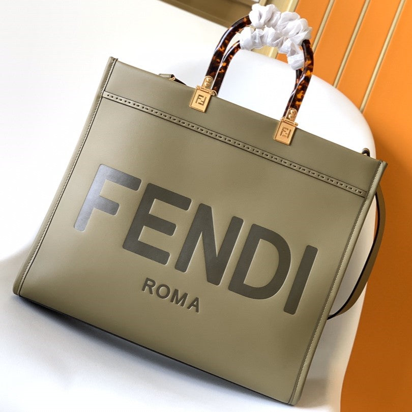 Fend Sunshine Medium Bag 35 Olive Leather mysite