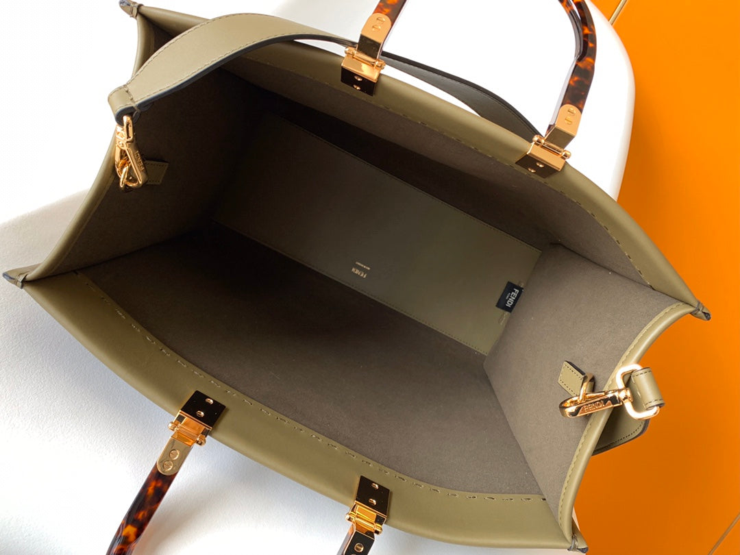 Fend Sunshine Medium Bag 35 Olive Leather mysite