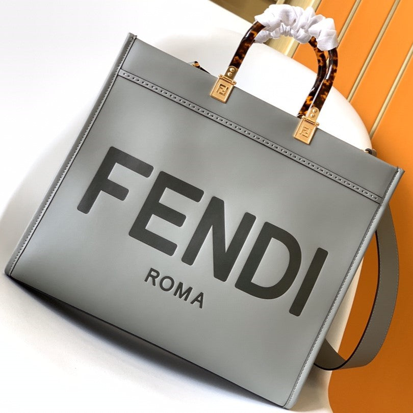 Fend Sunshine Medium Bag 35 Grey Leather mysite