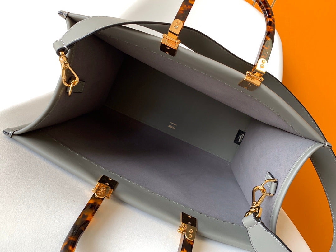 Fend Sunshine Medium Bag 35 Grey Leather mysite