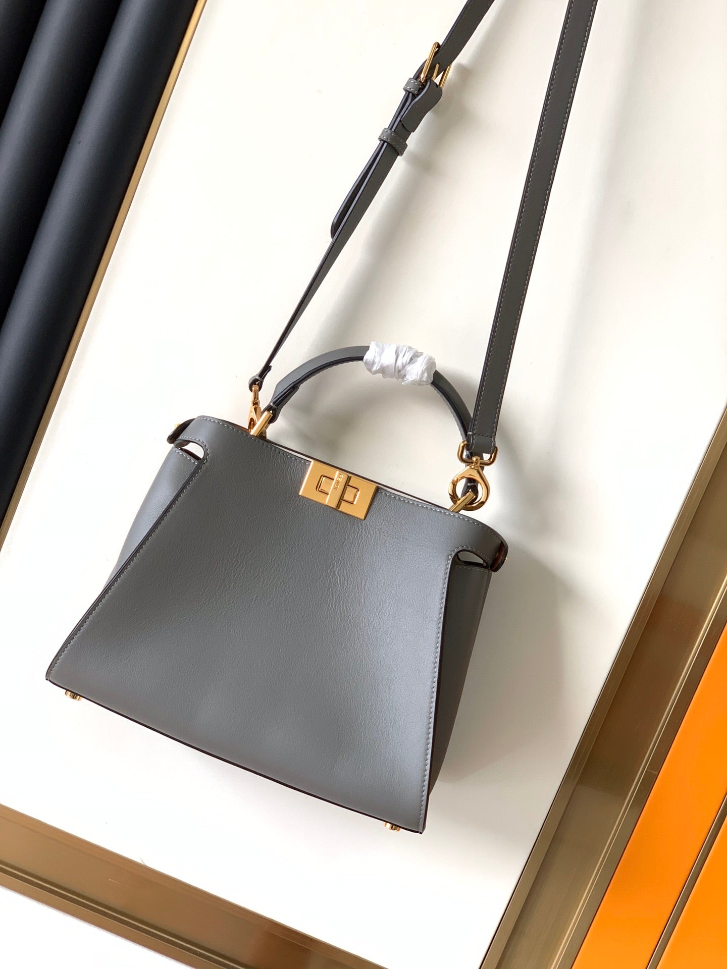 Peekaboo ISeeU Small 27cm Bag grey lambskin gold hardware mysite