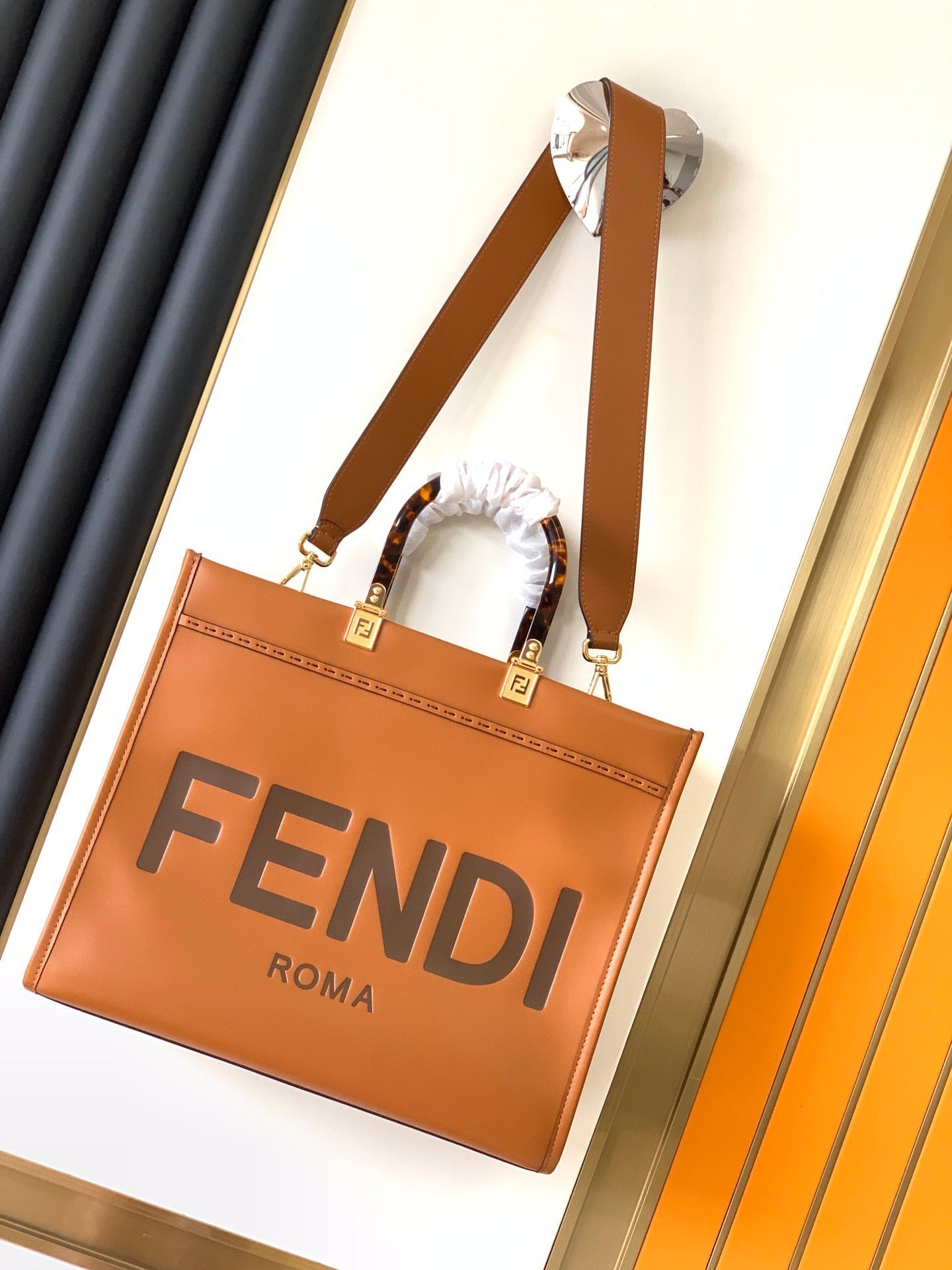 Fend Sunshine Medium Bag 35 Tan Leather mysite