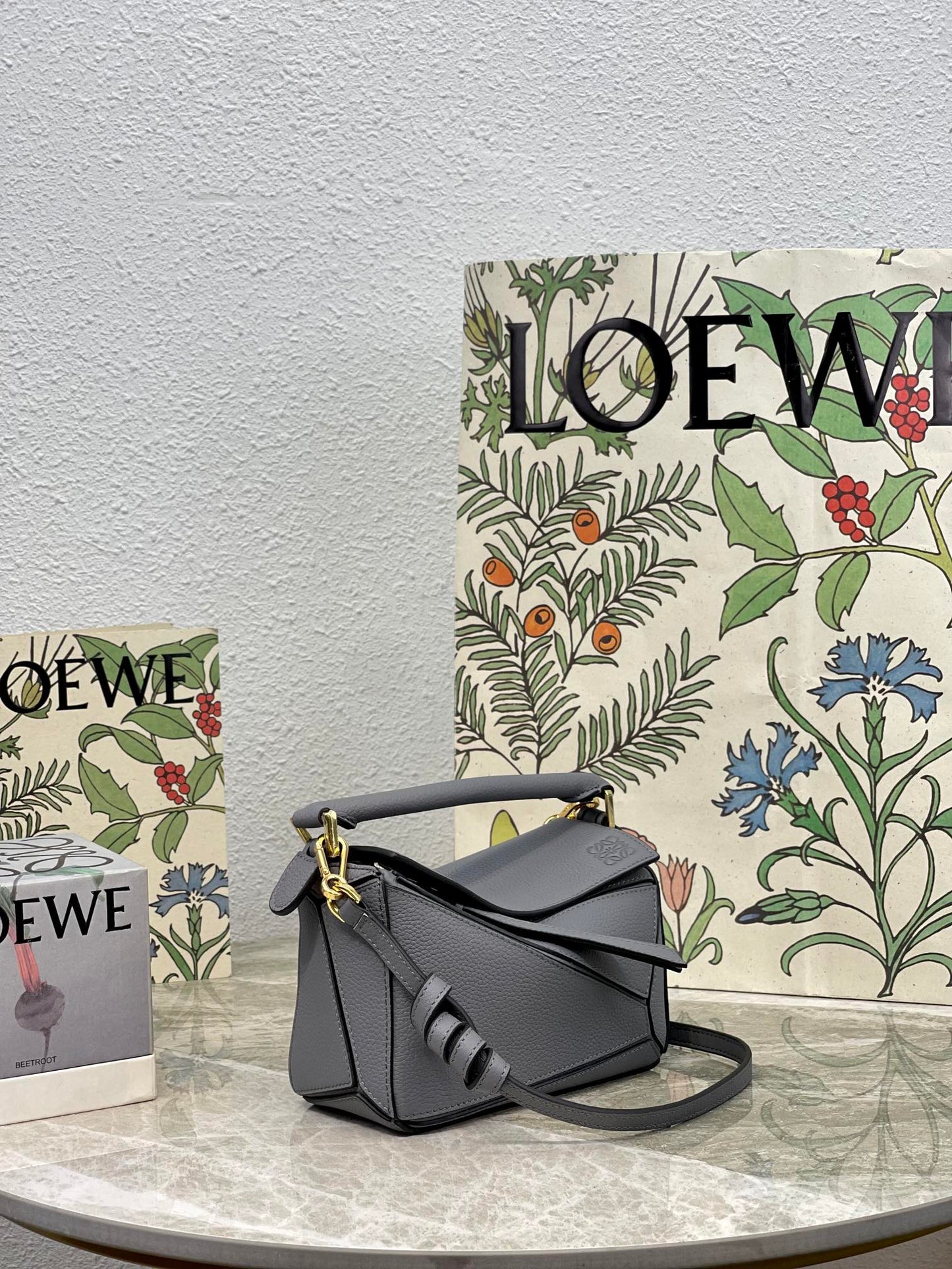 LOE MINI 18 PUZZLE BAG IN GREY CALFSKIN mysite