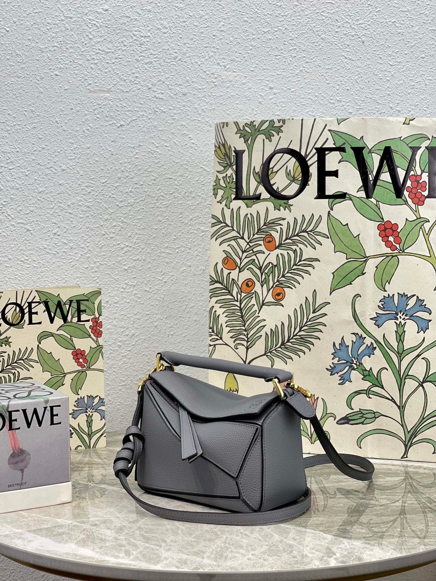 LOE MINI 18 PUZZLE BAG IN GREY CALFSKIN mysite