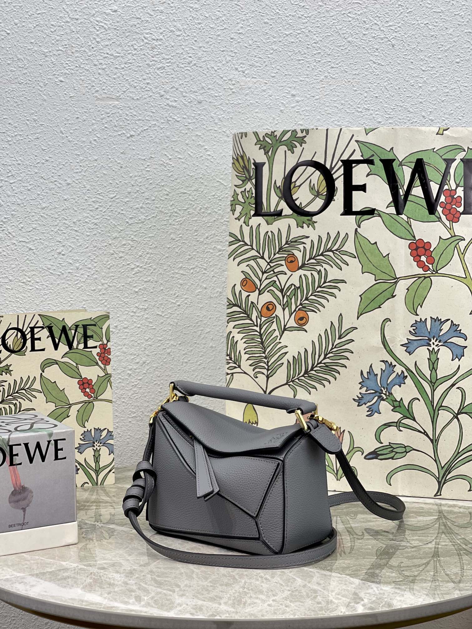 LOE MINI 18 PUZZLE BAG IN GREY CALFSKIN mysite