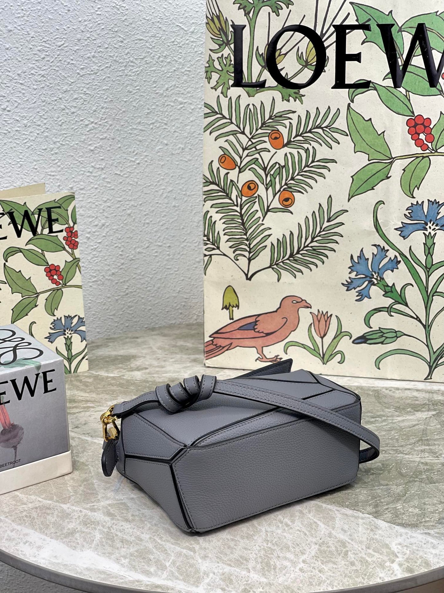 LOE MINI 18 PUZZLE BAG IN GREY CALFSKIN mysite