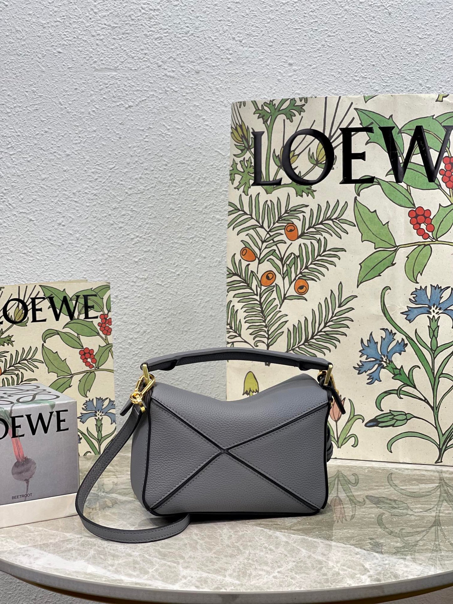 LOE MINI 18 PUZZLE BAG IN GREY CALFSKIN mysite